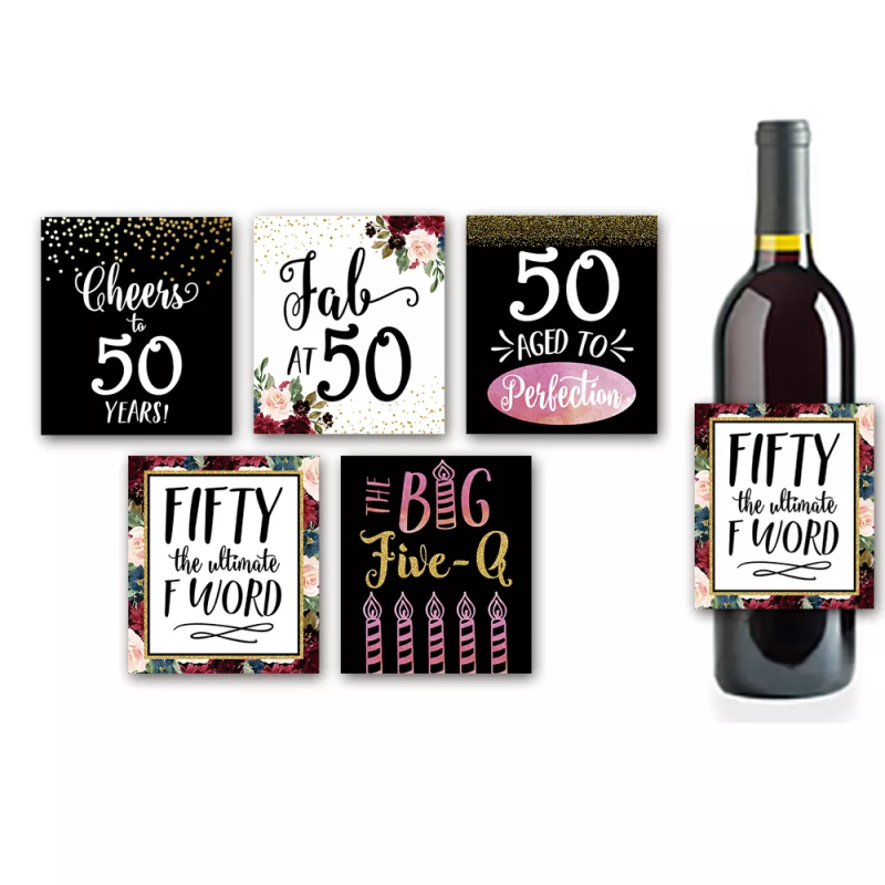 50th Birthday Wine Bottle Labels
