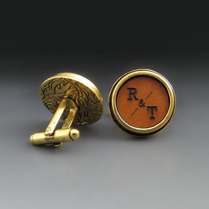 Monogrammed Leather Cuff Links