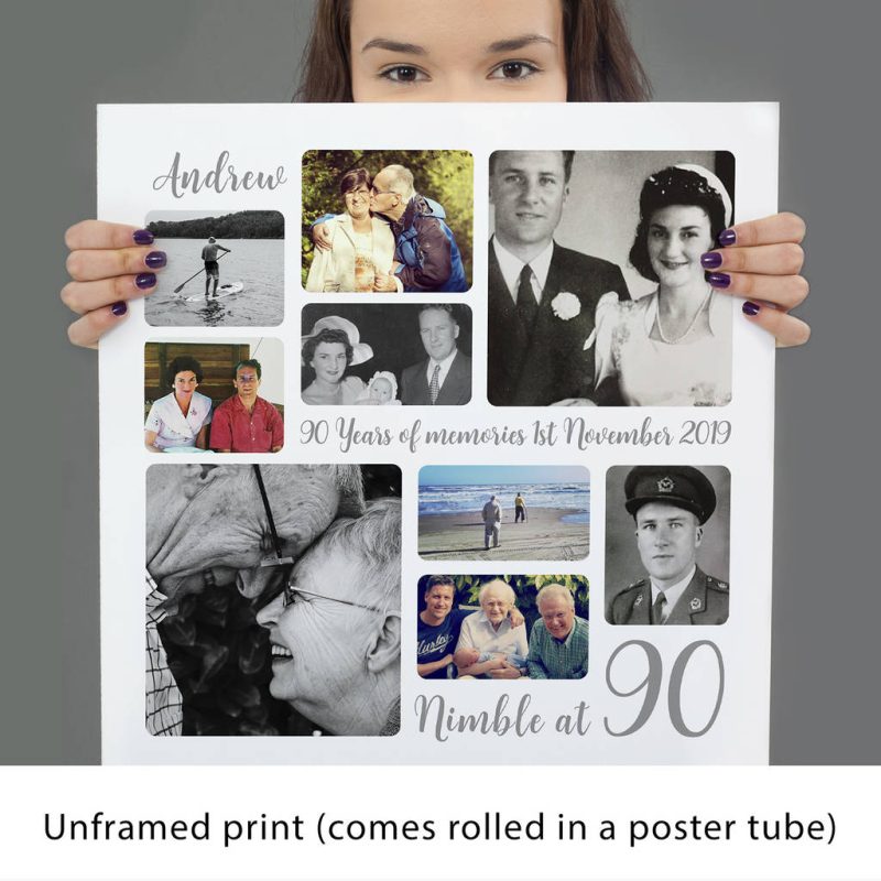 90th Birthday Photo Collage Print