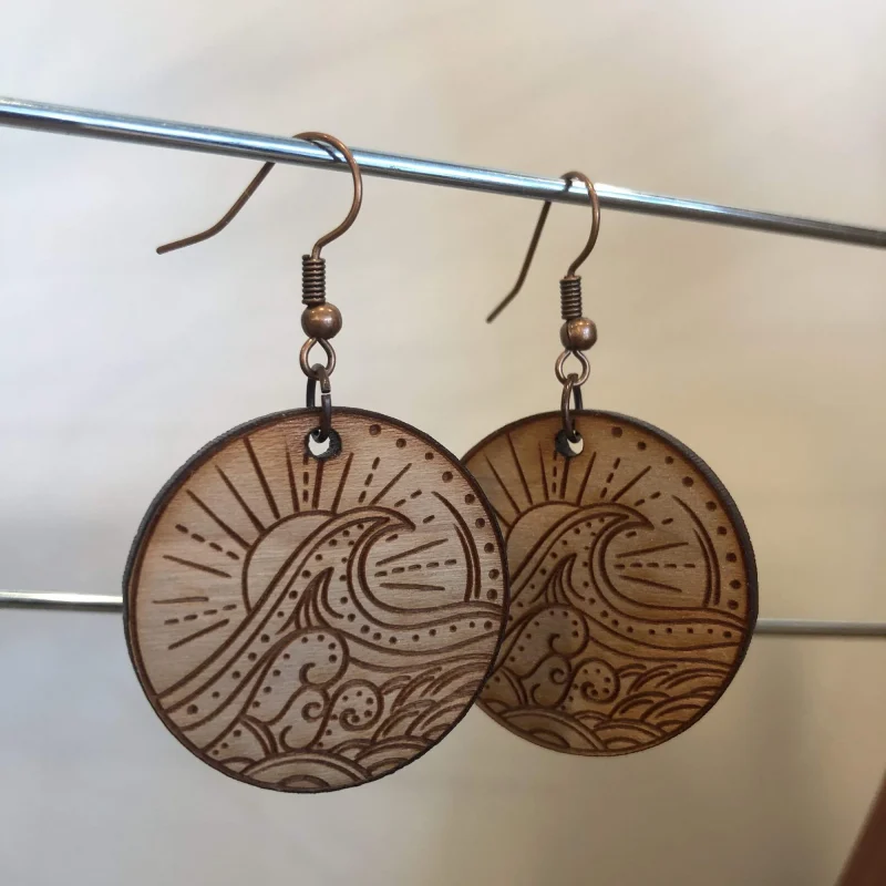 Two Toned Wood Hoop Earrings